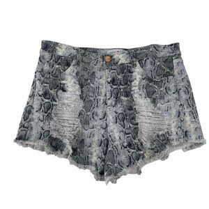 Toast Jeans Shorts Python Distressed Cut Off High Rise Gray Stretch Denim Size M